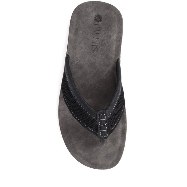 Pavers Toe-Post Flat Sandals - Black