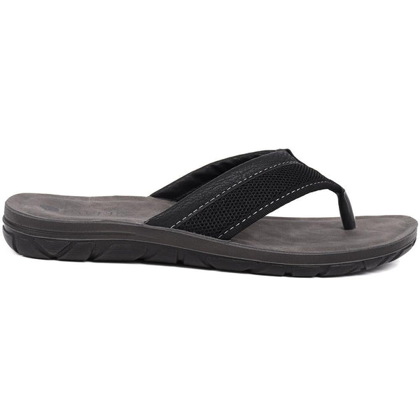 pavers Toe-Post Flat Sandals - Black