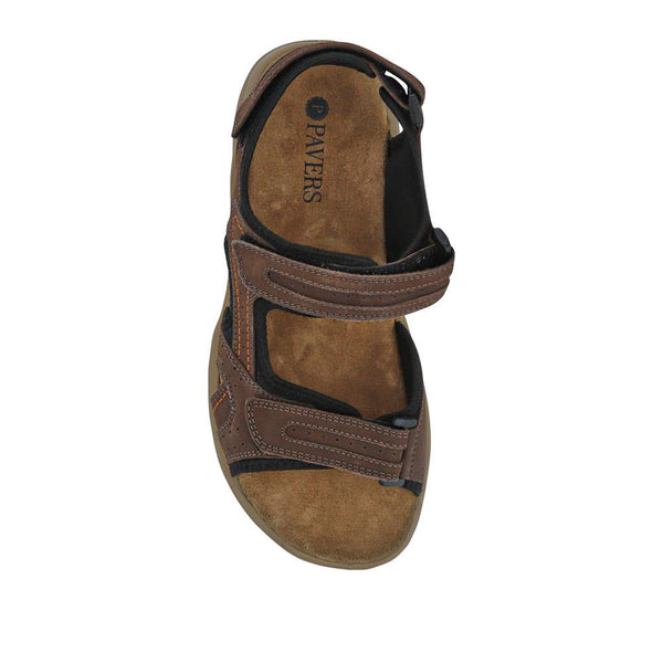 Pavers Touch-Fasten Leather Sandals - Brown
