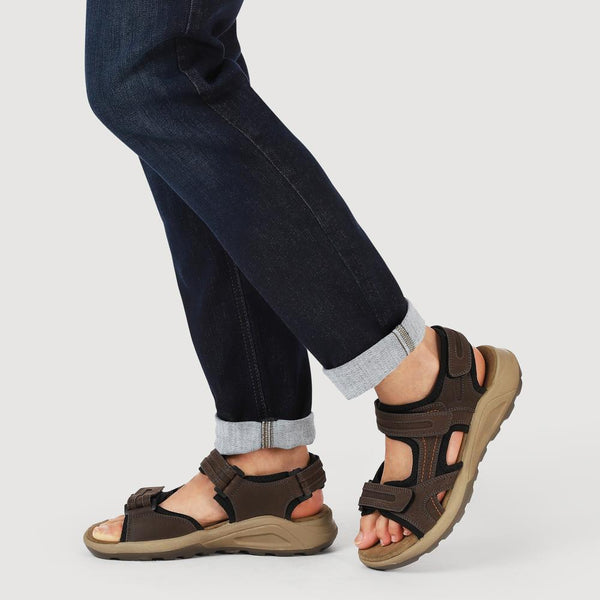 Pavers Touch-Fasten Leather Sandals - Brown