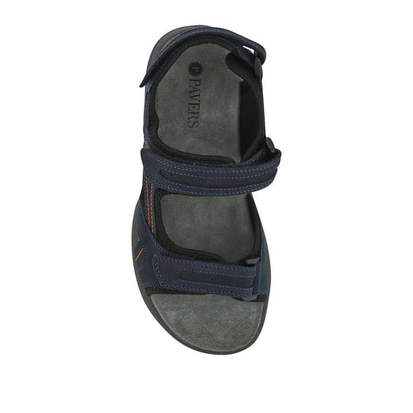 Pavers Touch-Fasten Leather Sandals - Navy