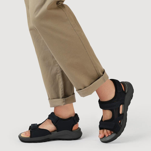 Pavers Touch-Fasten Leather Sandals - Navy