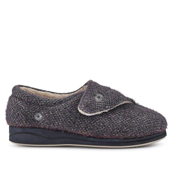 pavers Touch-Fasten Memory Foam Slippers - Grey