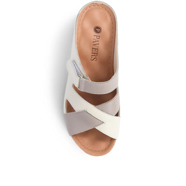 Pavers Touch-Fasten Mule Sandals - Beige Multi