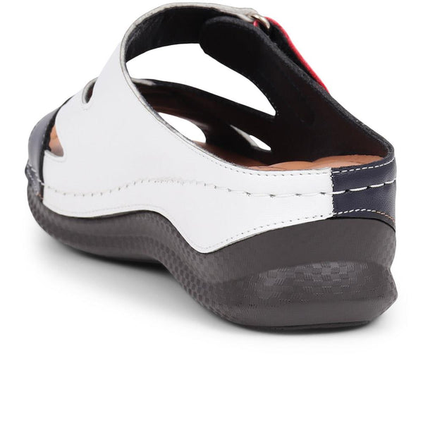 Pavers Touch-Fasten Mule Sandals - White-Navy-Red