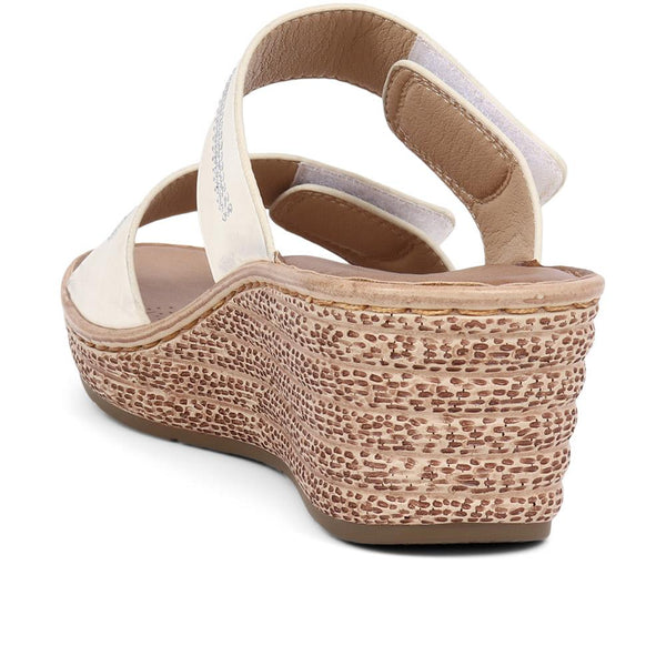 Pavers Touch-Fasten Wedge Mules - White