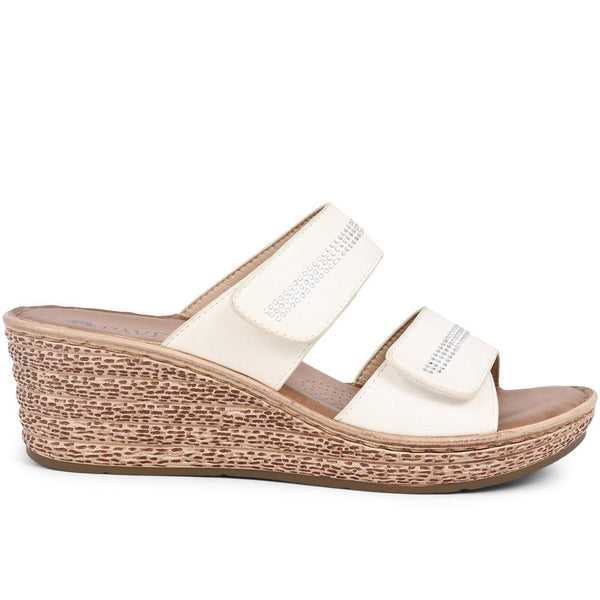 pavers Touch-Fasten Wedge Mules - White