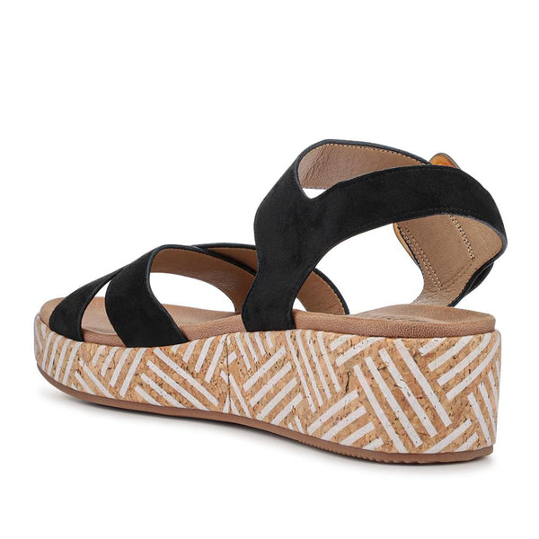 Pavers Touch-Fasten Wedge Sandals - Black