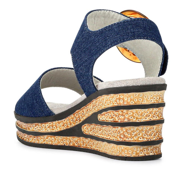 Pavers Touch-Fasten Wedge Sandals - Denim