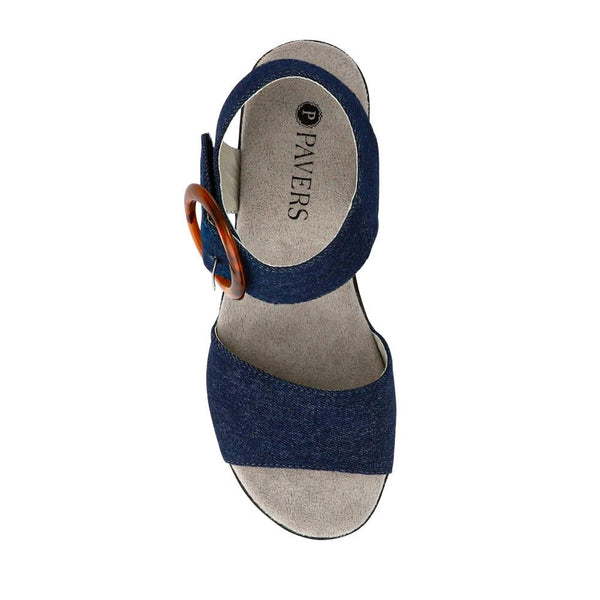 Pavers Touch-Fasten Wedge Sandals - Denim