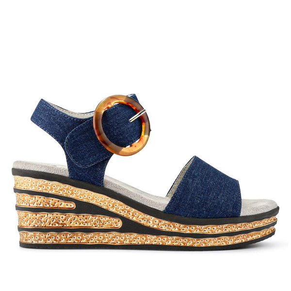 pavers Touch-Fasten Wedge Sandals - Denim