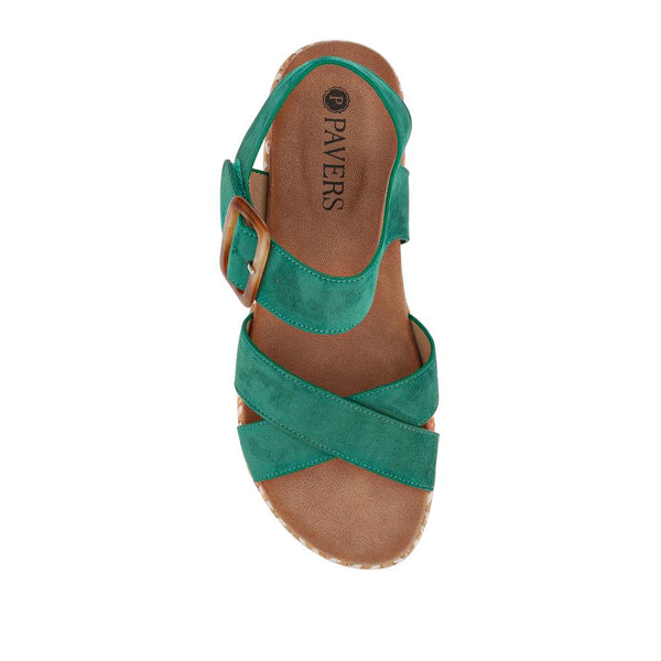 Pavers Touch-Fasten Wedge Sandals - Green