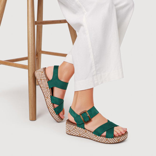 Pavers Touch-Fasten Wedge Sandals - Green