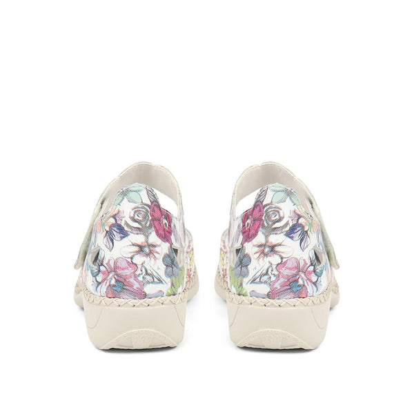 Pavers Touch Fastening Leather Pumps - Floral