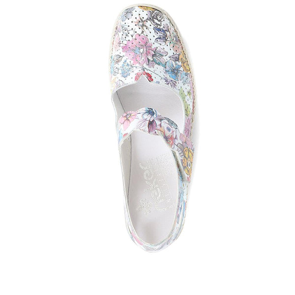 Pavers Touch Fastening Leather Pumps - Floral