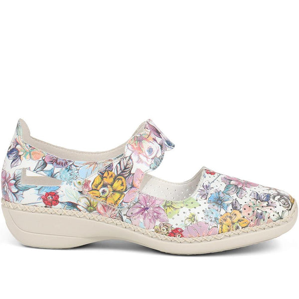 pavers Touch Fastening Leather Pumps - Floral