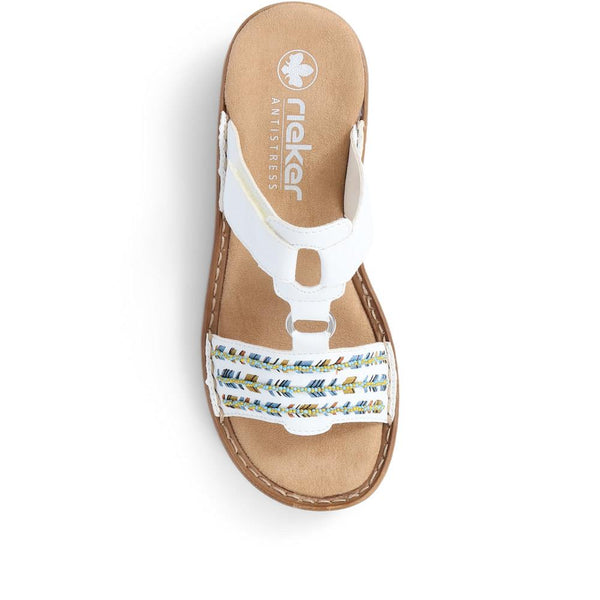Pavers Two Strap Beaded Sandals - White Multi