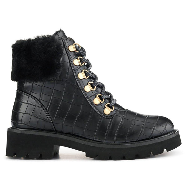pavers Warm Dual-Fasten Ankle Boots - Black Croc