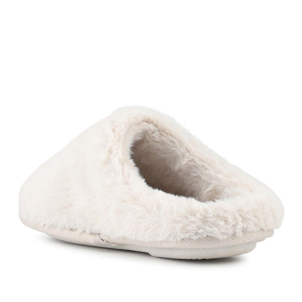 Pavers Warm Lined Fluffy Slippers - Cream