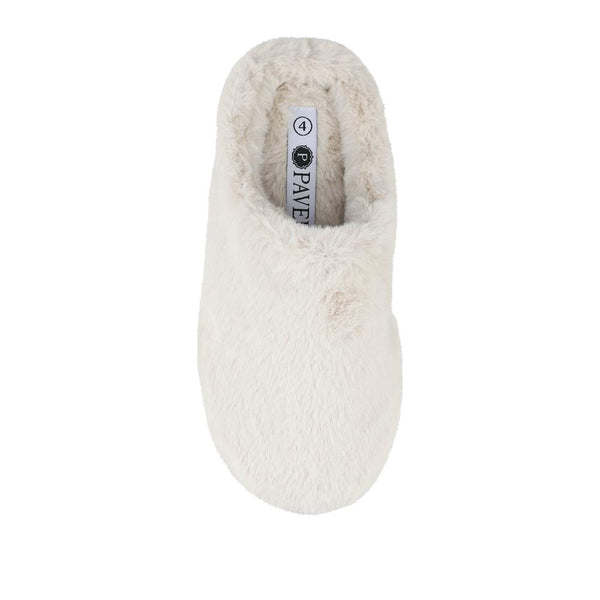 Pavers Warm Lined Fluffy Slippers - Cream