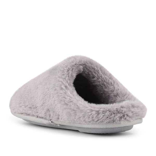 Pavers Warm Lined Fluffy Slippers - Grey