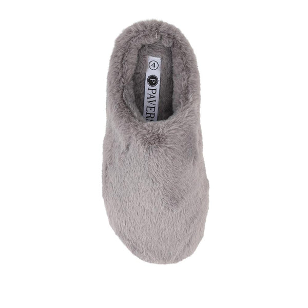 Pavers Warm Lined Fluffy Slippers - Grey
