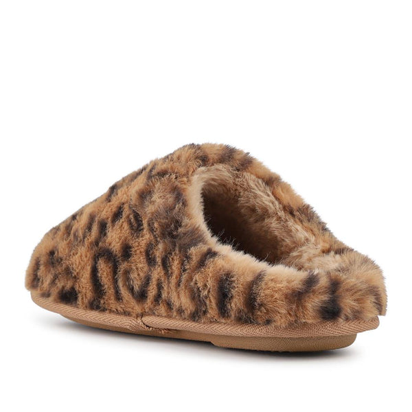 Pavers Warm Lined Fluffy Slippers - Leopard