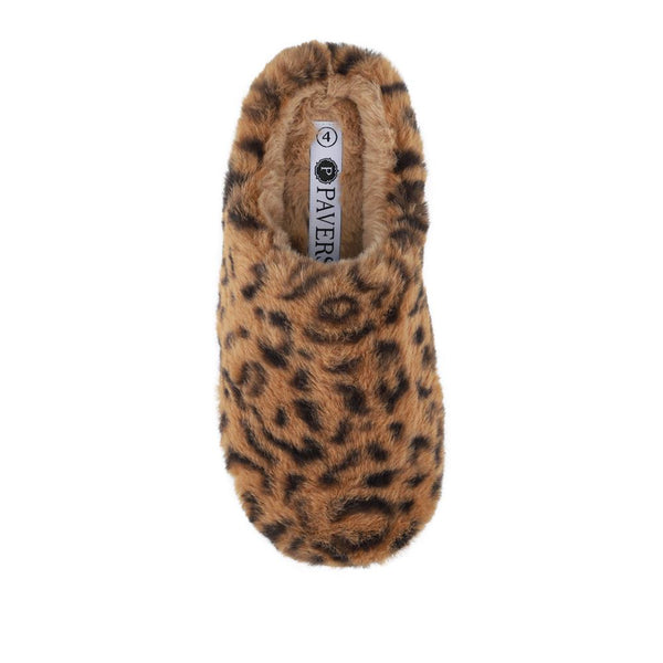 Pavers Warm Lined Fluffy Slippers - Leopard