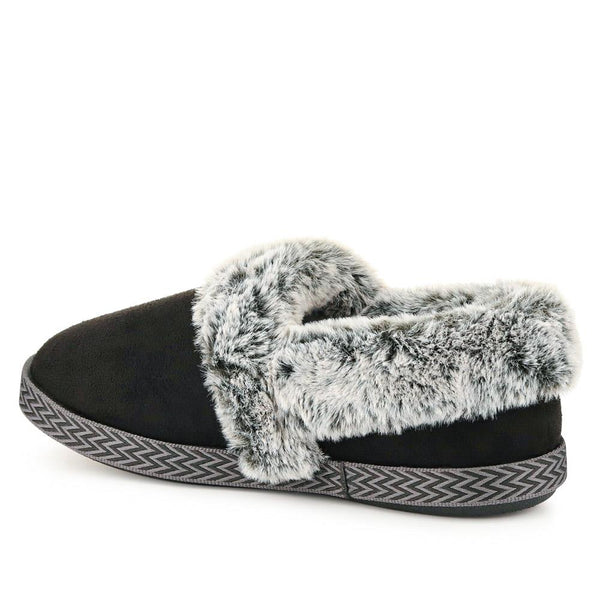 Pavers Warm-Lined Memory Foam Slippers - Black