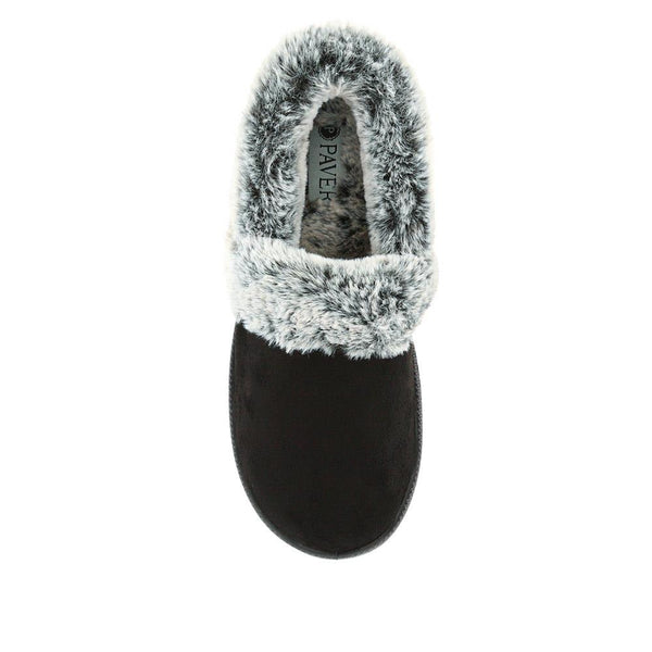 Pavers Warm-Lined Memory Foam Slippers - Black