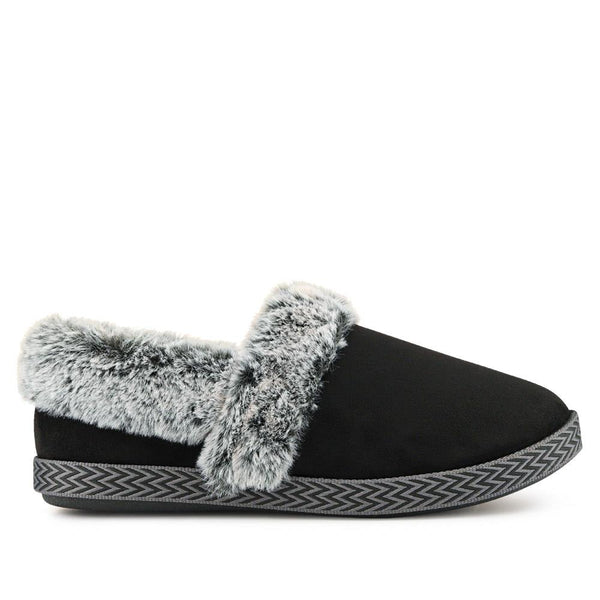 pavers Warm-Lined Memory Foam Slippers - Black