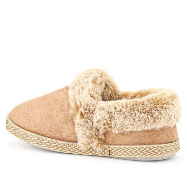 Pavers Warm-Lined Memory Foam Slippers - Taupe