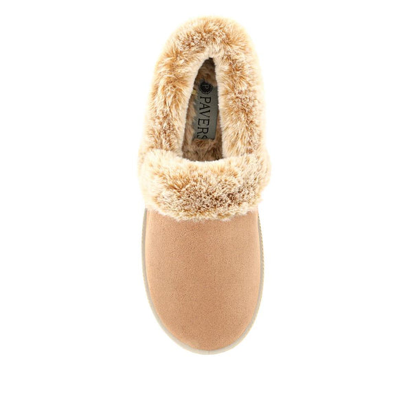 Pavers Warm-Lined Memory Foam Slippers - Taupe