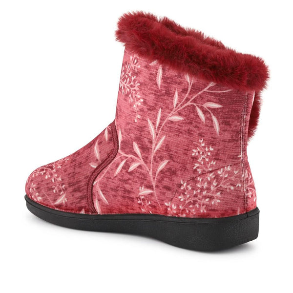 Pavers Warm-Lined Touch-Fasten Slippers - Burgundy
