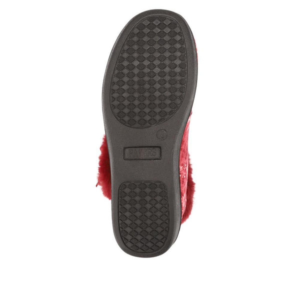 Pavers Warm-Lined Touch-Fasten Slippers - Burgundy
