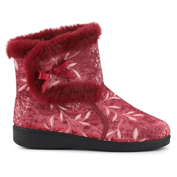 pavers Warm-Lined Touch-Fasten Slippers - Burgundy