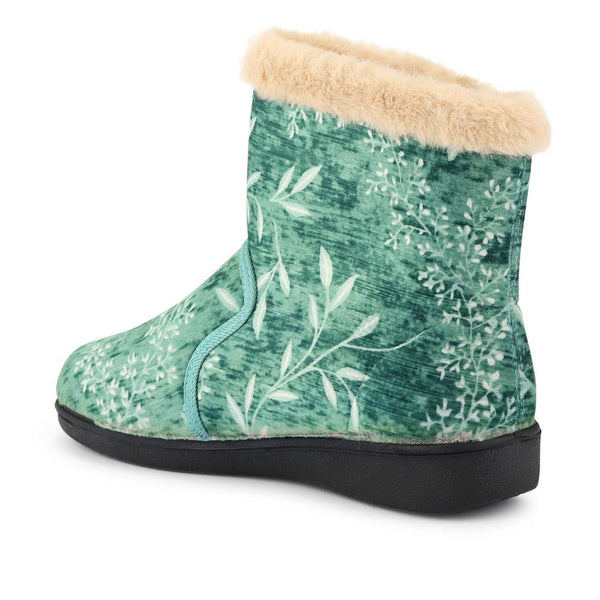 Pavers Warm-Lined Touch-Fasten Slippers - Green