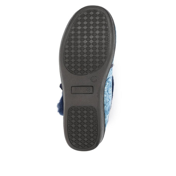 Pavers Warm-Lined Touch-Fasten Slippers - Navy