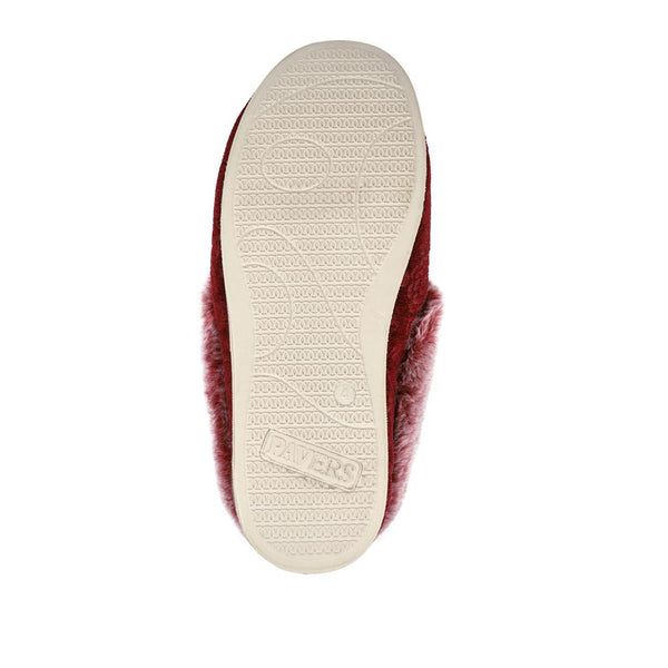 Pavers Warm Memory Foam Velour Slippers - Burgundy