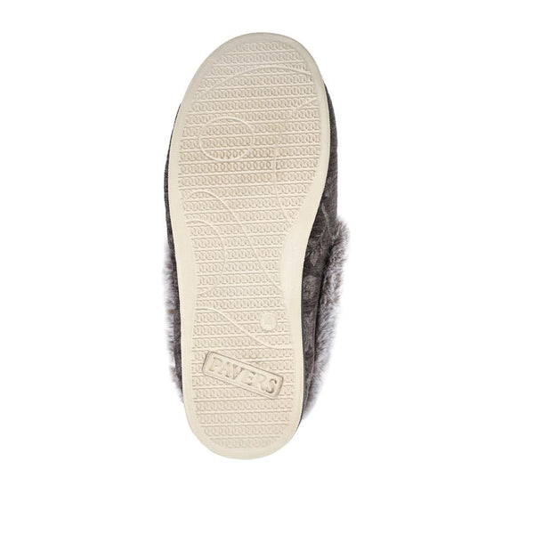 Pavers Warm Memory Foam Velour Slippers - Grey