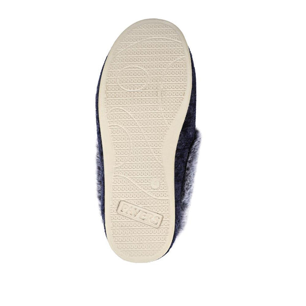 Pavers Warm Memory Foam Velour Slippers - Navy