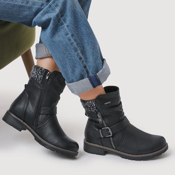 Pavers Water-Resistant Biker Boots - Black