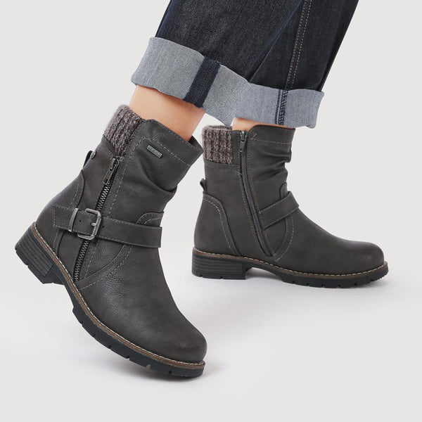 Pavers Water-Resistant Biker Boots - Grey