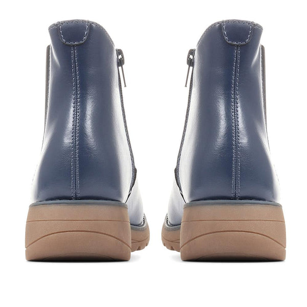 Pavers Wedge Chelsea Boots - Navy