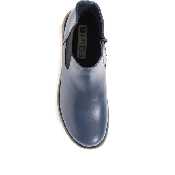 Pavers Wedge Chelsea Boots - Navy