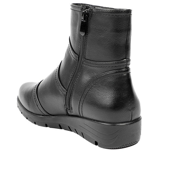 Pavers Wedge Heel Casual Zip Up Ankle Boots - Black