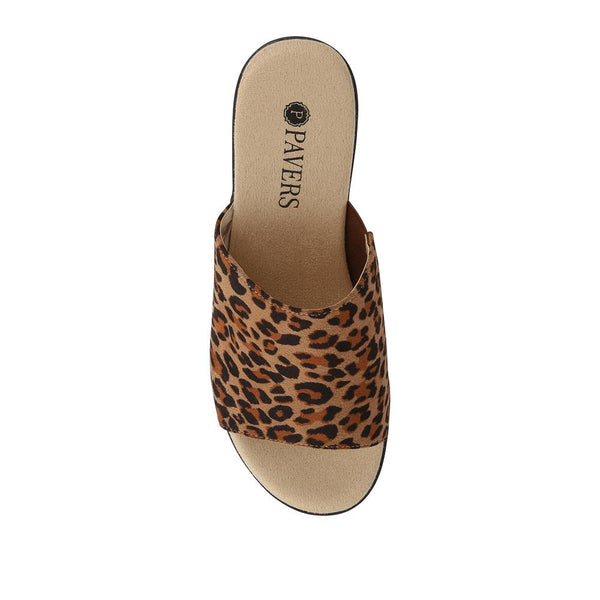 Pavers Wedge-Heel Mules - Leopard