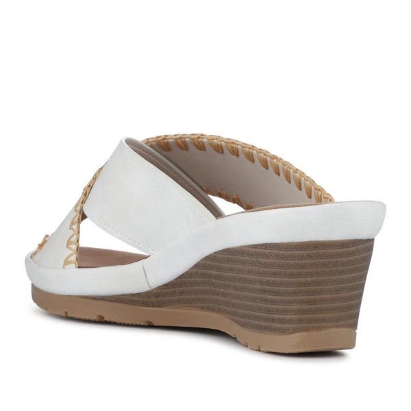 Pavers Wedge-Heel Mules - White