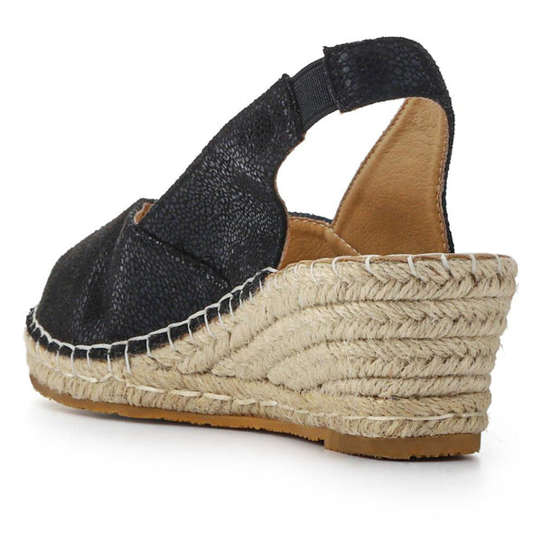 Pavers Wedge-Heeled Espadrilles - Black
