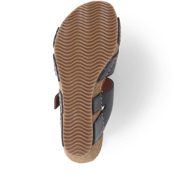 Pavers Wedge Heeled Mules - Black